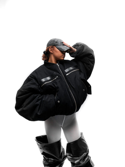 OVERSIZED BOMBER JACKET (BLACK)